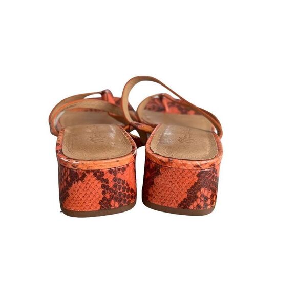 Madewell Size 7 Amber Sandal in Snake Embossed Leather Orange Chunky Heel - Picture 4 of 9